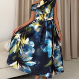 Betty asymmetrisches Blumen-Midikleid