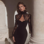 Black Lace Panel Maxi Dress