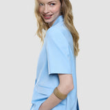 skye set blue haze short sleeved blazer shorts
