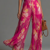 Leabella | Fuchsia Floral Plissierter Jumpsuit