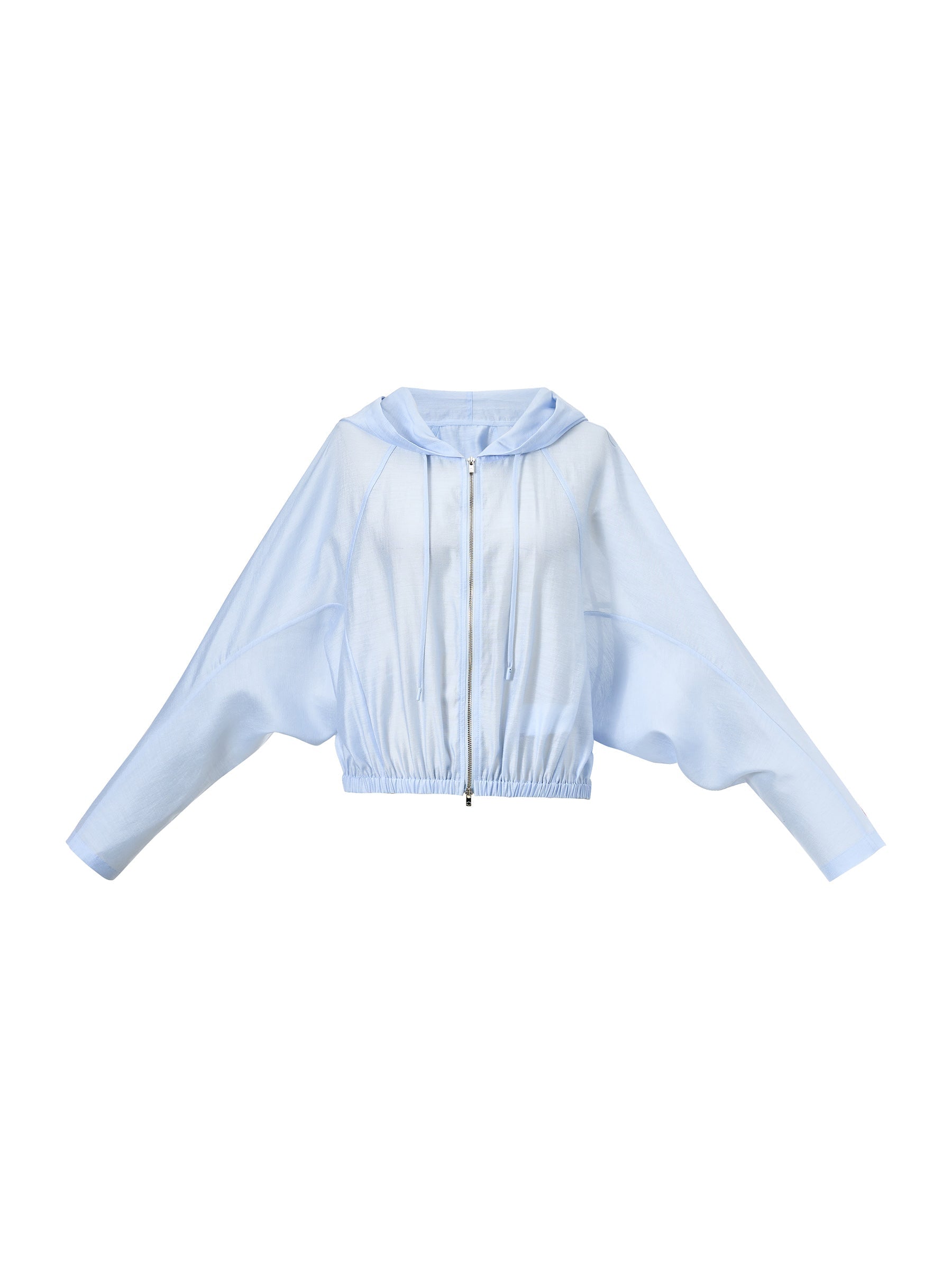 Tencel Acetate Linen Blend Women Zip-Up Hooded Cropped Jacket GOELIA