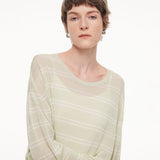 Lyocell Mulberry Silk Blend Stripe Women Knit Top GOELIA