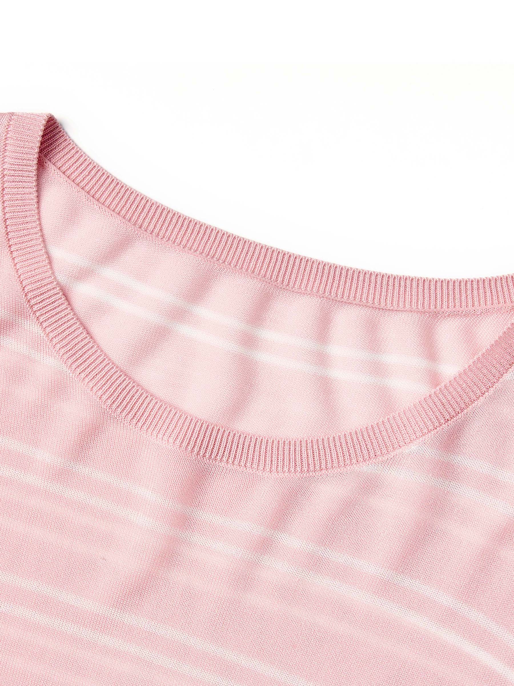 Lyocell Mulberry Silk Blend Stripe Women Knit Top GOELIA