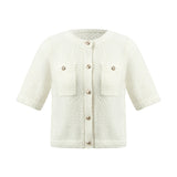 Openwork Round Neck Knitted Women Cardigan GOELIA