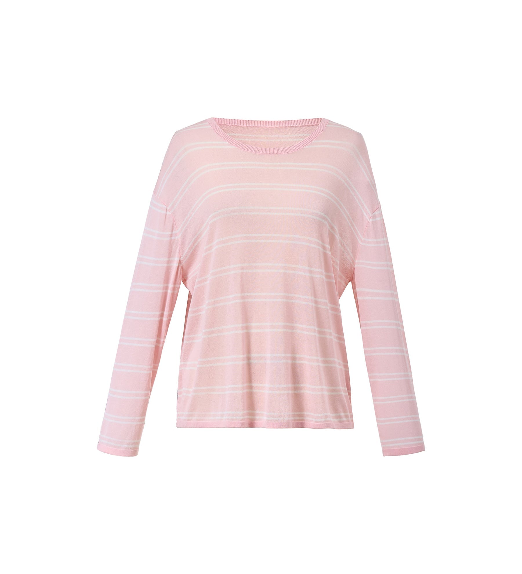 Lyocell Mulberry Silk Blend Stripe Women Knit Top GOELIA