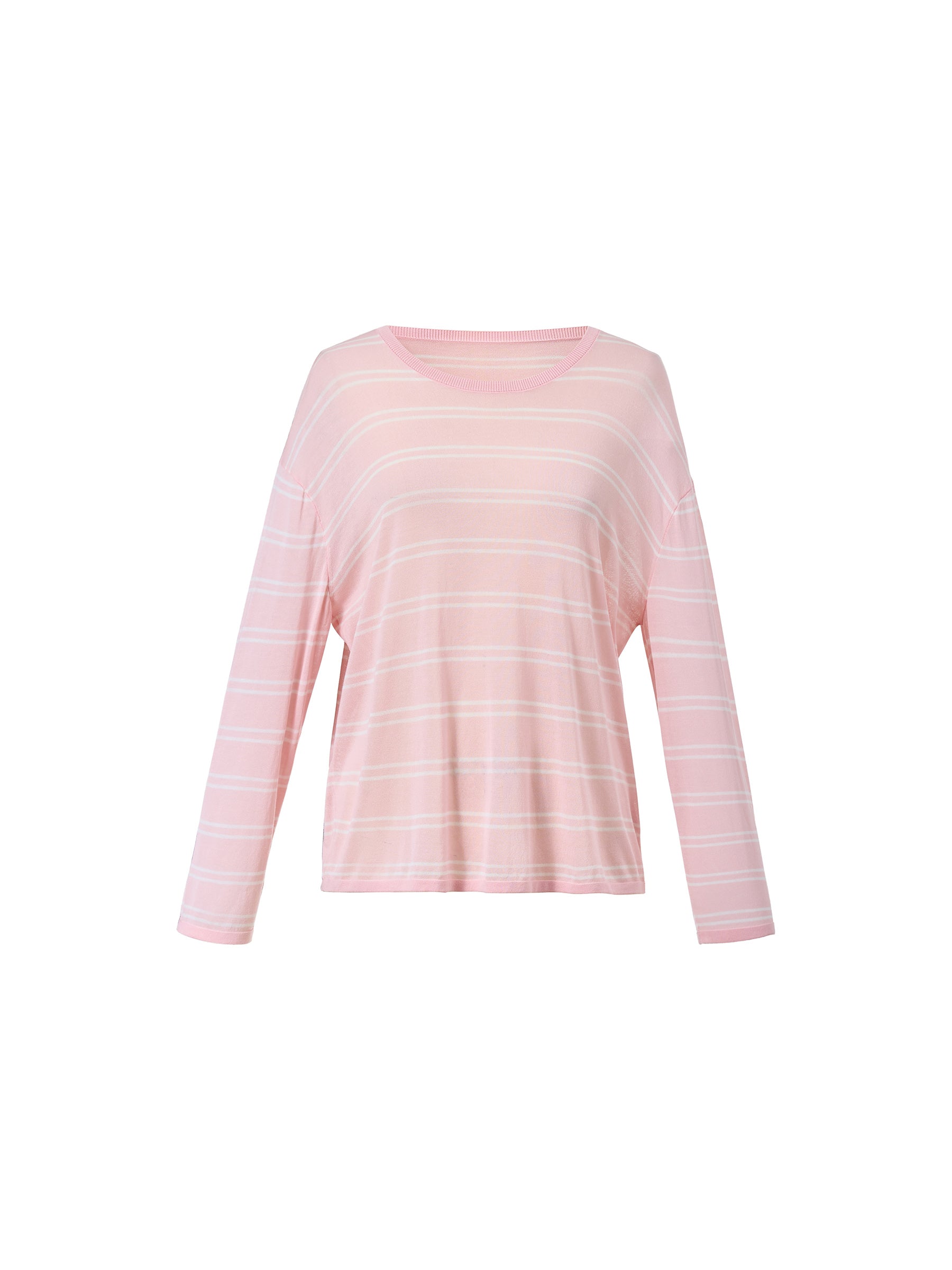 Lyocell Mulberry Silk Blend Stripe Women Knit Top GOELIA
