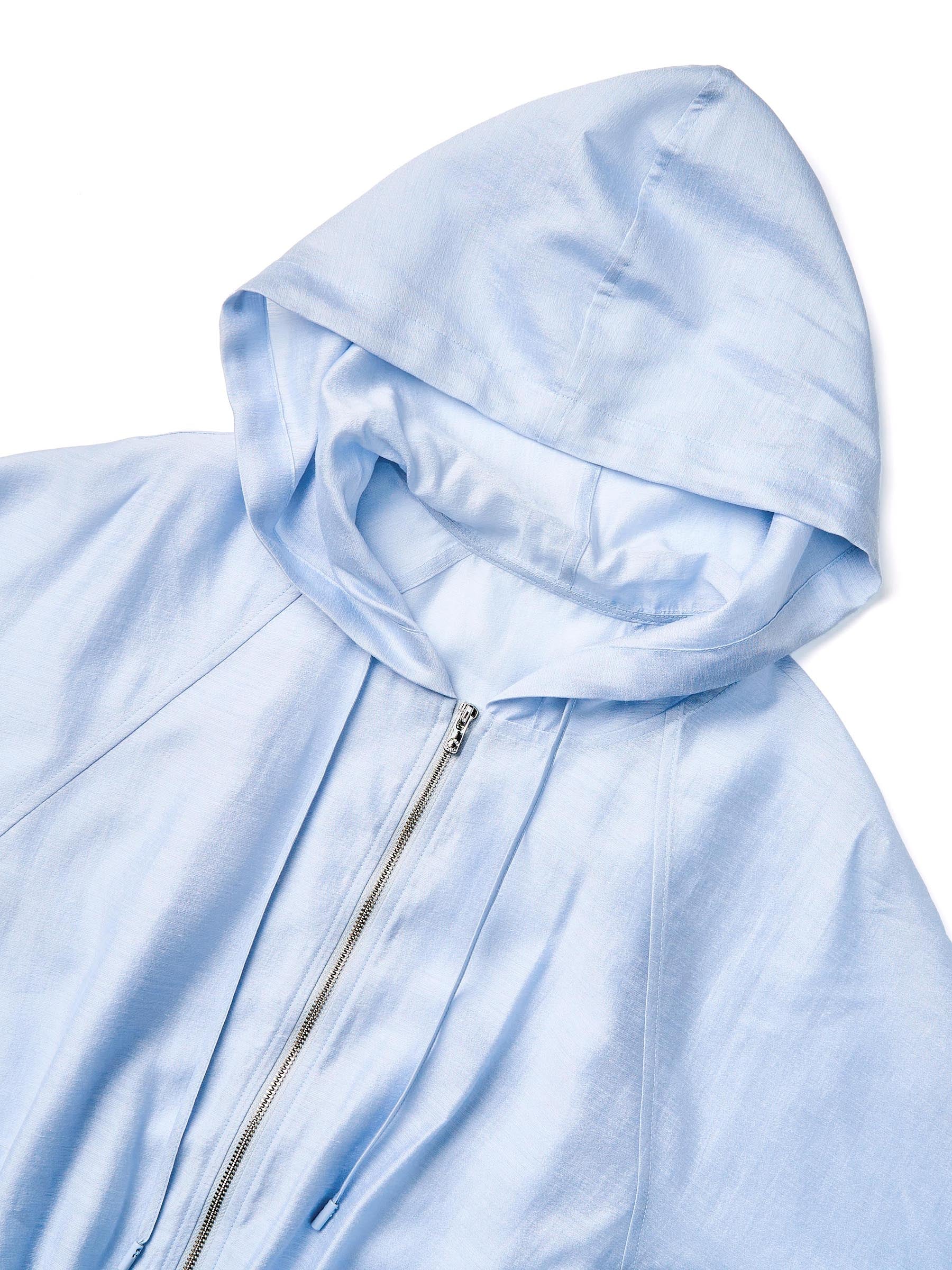 Tencel Acetate Linen Blend Women Zip-Up Hooded Cropped Jacket GOELIA