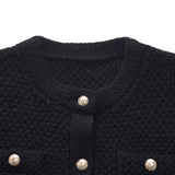 Openwork Round Neck Knitted Women Cardigan GOELIA