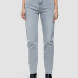Damen Klassische Tapered-Jeans hellgrau gewaschen
