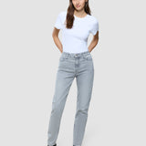 Damen Klassische Tapered-Jeans hellgrau gewaschen