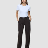 Damen Ease Hose Straight Mokka Melange