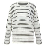 Lyocell Mulberry Silk Blend Stripe Women Knit Top GOELIA