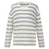 Lyocell Mulberry Silk Blend Stripe Women Knit Top GOELIA