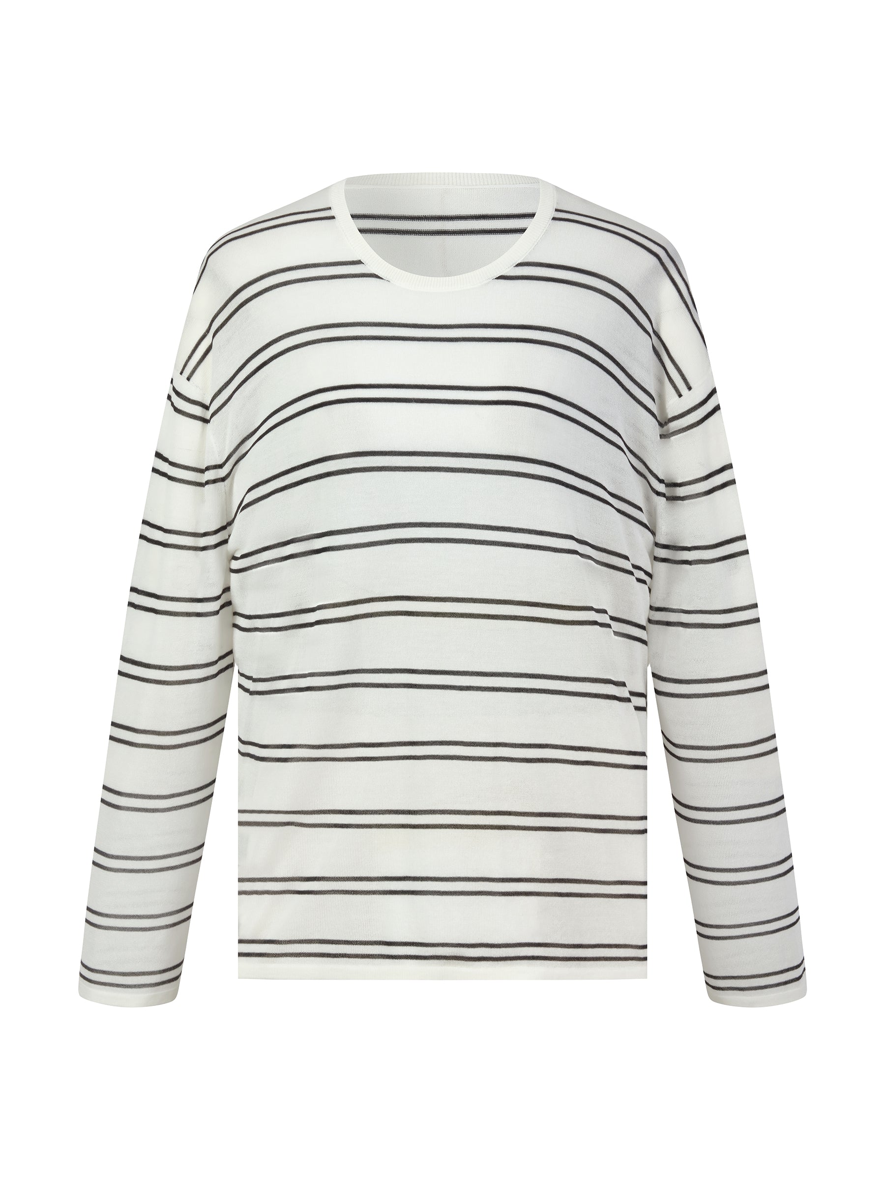 Lyocell Mulberry Silk Blend Stripe Women Knit Top GOELIA
