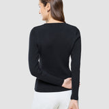 Damen Feinstrick-Rippstrickpullover langarm schwarz