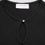 Damen Feinstrick-Rippstrickpullover langarm schwarz