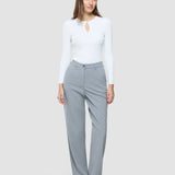 Damen Feinstrick-Rippstrick-Langarmshirt Off-White