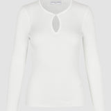 Damen Feinstrick-Rippstrick-Langarmshirt Off-White