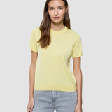 Damen Feinstrick-T-Shirt Sonnenlichtgelb