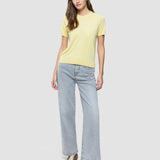 Damen Feinstrick-T-Shirt Sonnenlichtgelb