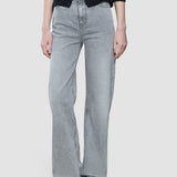Damen Klassische Jeans Relaxed Hellgrau Washed