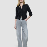 Damen Klassische Jeans Relaxed Hellgrau Washed