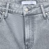 Damen Klassische Jeans Relaxed Hellgrau Washed