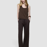 Leinenset Espresso Oberteil und lockere Hose