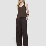 Leinenset Espresso Oberteil und lockere Hose