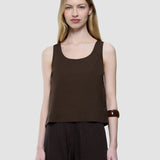 Leinenset Espresso Oberteil und lockere Hose