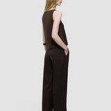 Leinenset Espresso Oberteil und lockere Hose