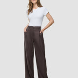 Damen Raina Hose Weit Kastanie Nadelstreifen