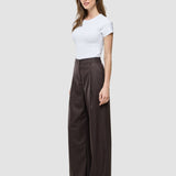 Damen Raina Hose Weit Kastanie Nadelstreifen
