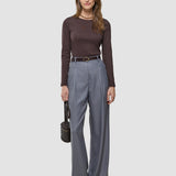 Damen Raina Hose Weit Mittel Grau Nadelstreifen