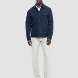 Gefütterte Baumwoll-Hemdjacke Marineblau