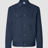Gefütterte Baumwoll-Hemdjacke Marineblau