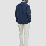 Gefütterte Baumwoll-Hemdjacke Marineblau