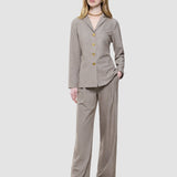 rhea set golden beige melange shirt pants