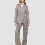 rhea set golden beige melange shirt pants