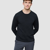 Nahtloser Core-Strickpullover mit Rundhalsausschnitt in Schwarz