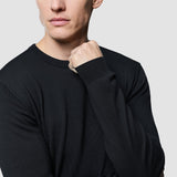 Nahtloser Core-Strickpullover mit Rundhalsausschnitt in Schwarz