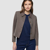 Damen Serene Shorts-Jacke Braun Stein Fischgrätenmuster