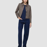 Damen Serene Shorts-Jacke Braun Stein Fischgrätenmuster