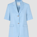 skye set blue haze short sleeved blazer wide pants