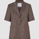 Skye Set, Kurzarm-Blazer und Shorts, Dunkelkastanien-Melange