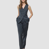 Skye Set anthrazit meliert, lange Weste und schmal zulaufende Hose