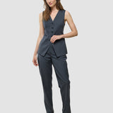 Skye Set anthrazit meliert, lange Weste und schmal zulaufende Hose