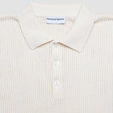 Texturiert Gestrickt Kurzarm Poloshirt Hemd Buttercream