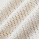 Texturiert Gestrickt Kurzarm Poloshirt Hemd Buttercream