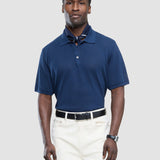 Strukturiertes Kurzarm-Strickpoloshirt Marineblau